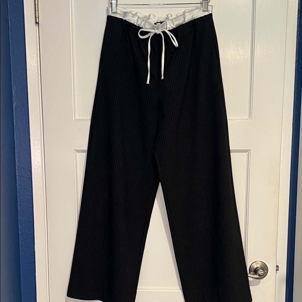 Zara Black Pants with White Trim